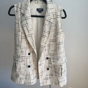 Anthropologie Black and White Plaid Vest